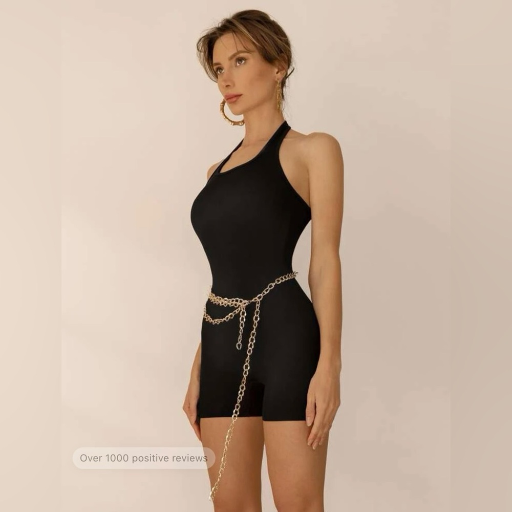 SHEIN Scoop Neck Racer Back Rib-knit Romper - Picture 4 of 8